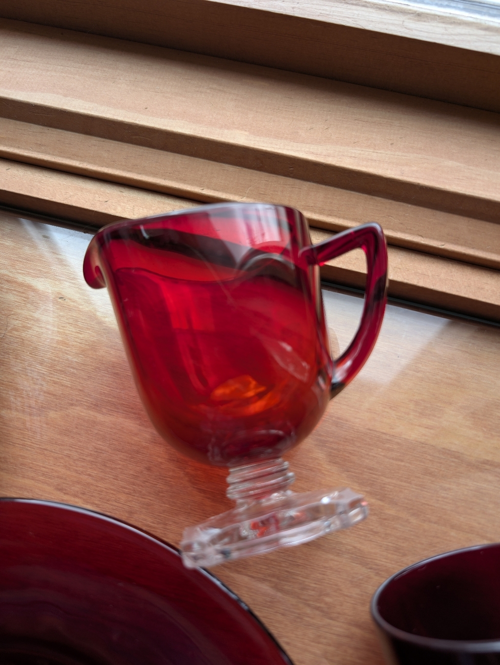 Vtg Anchor Hocking Royal Ruby Windsor Tumblers & Coronation Creamer Set - 7pc - Picture 6 of 17